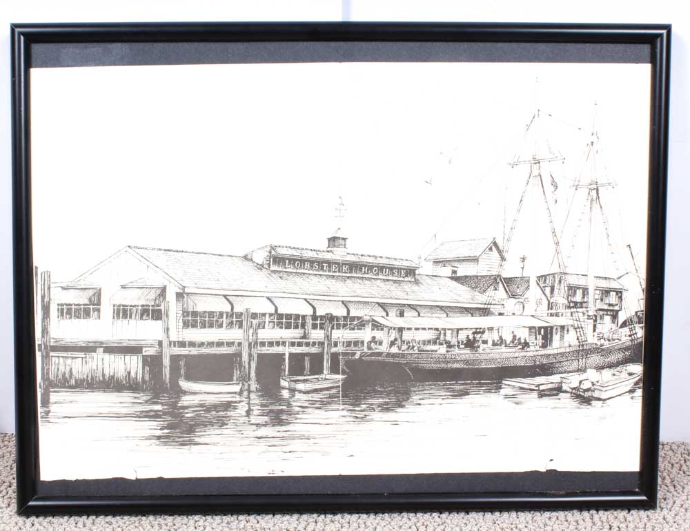 Nautical Themed Signed Watercolor with Lithograph