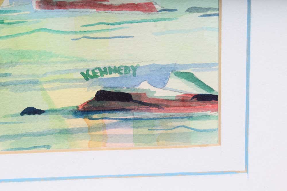 Nautical Themed Signed Watercolor with Lithograph
