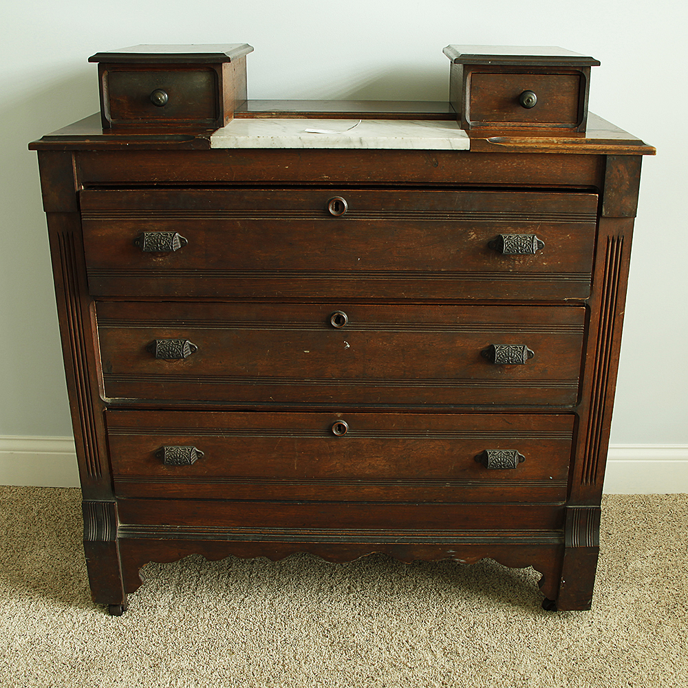 Victorian Marble Topped Oak Dresser