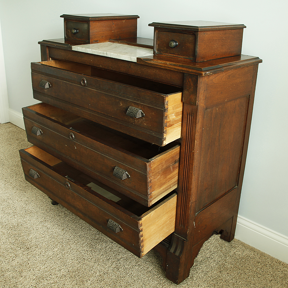 Victorian Marble Topped Oak Dresser