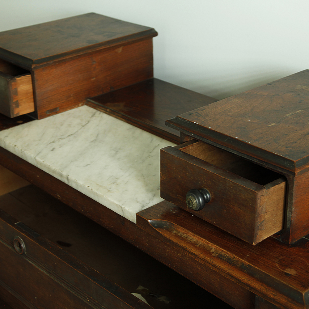 Victorian Marble Topped Oak Dresser