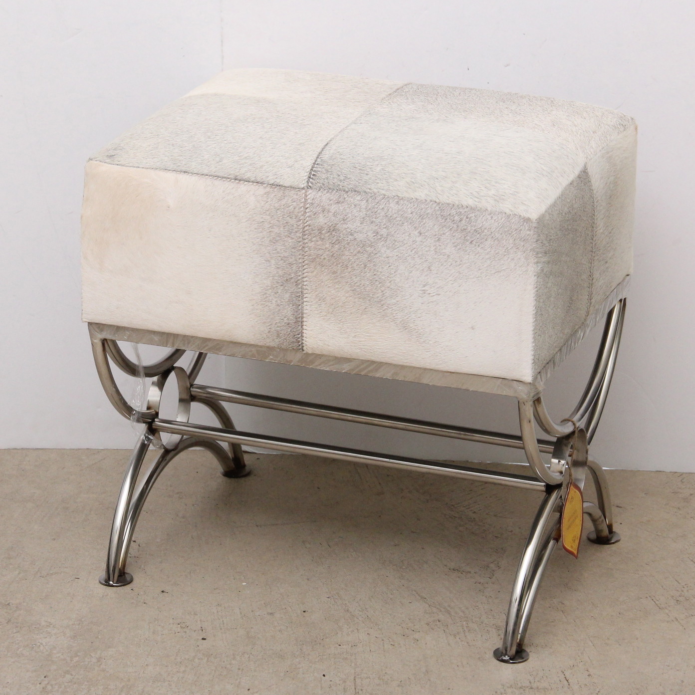 Cowhide and Chrome Vanity Stool