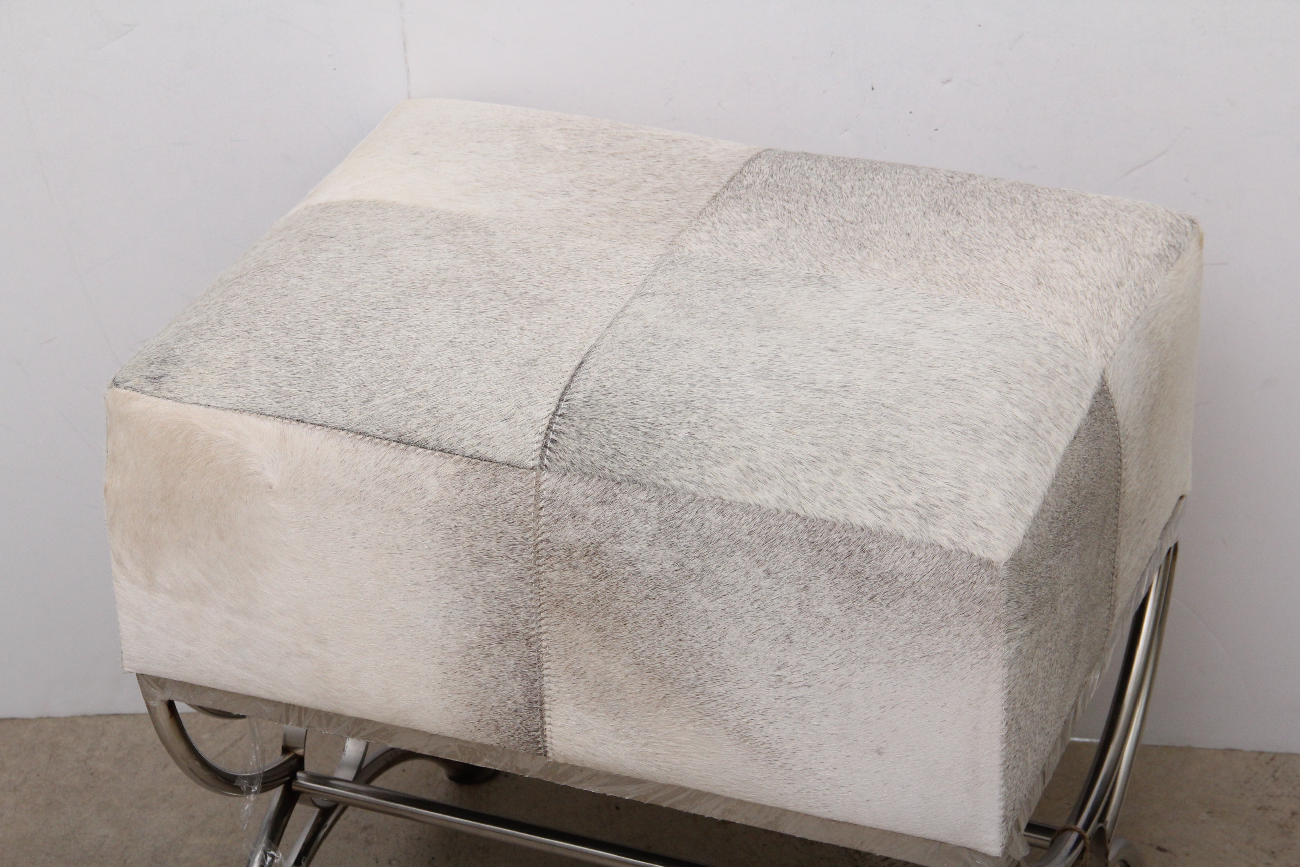 Cowhide and Chrome Vanity Stool