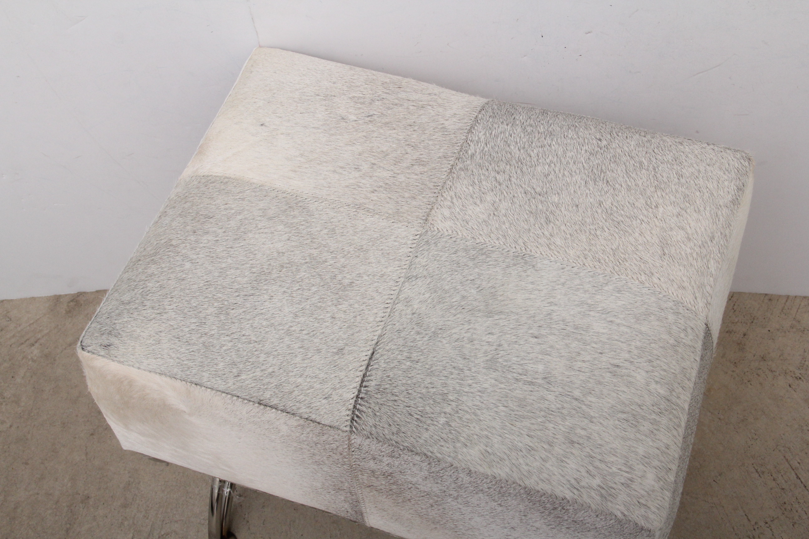 Cowhide and Chrome Vanity Stool