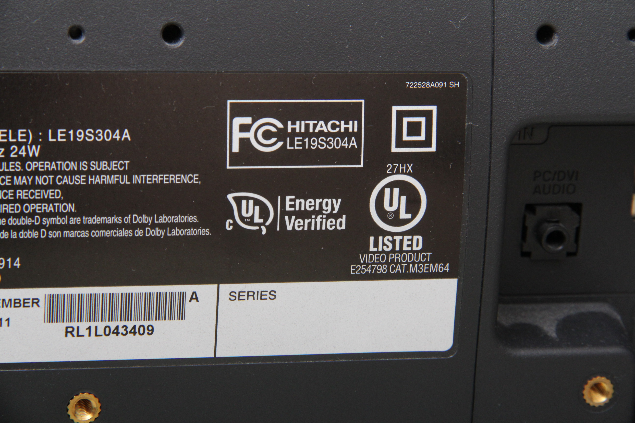 Hitachi 19" LED Television