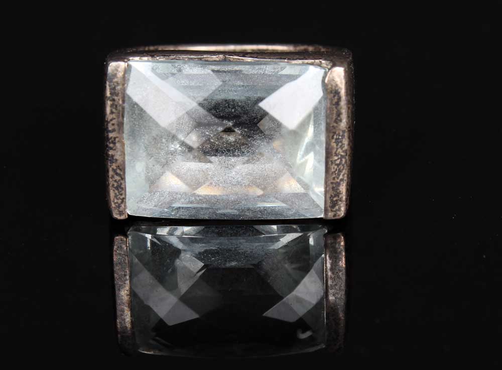 Trio of Sterling Silver Rings and Bangle Bracelet