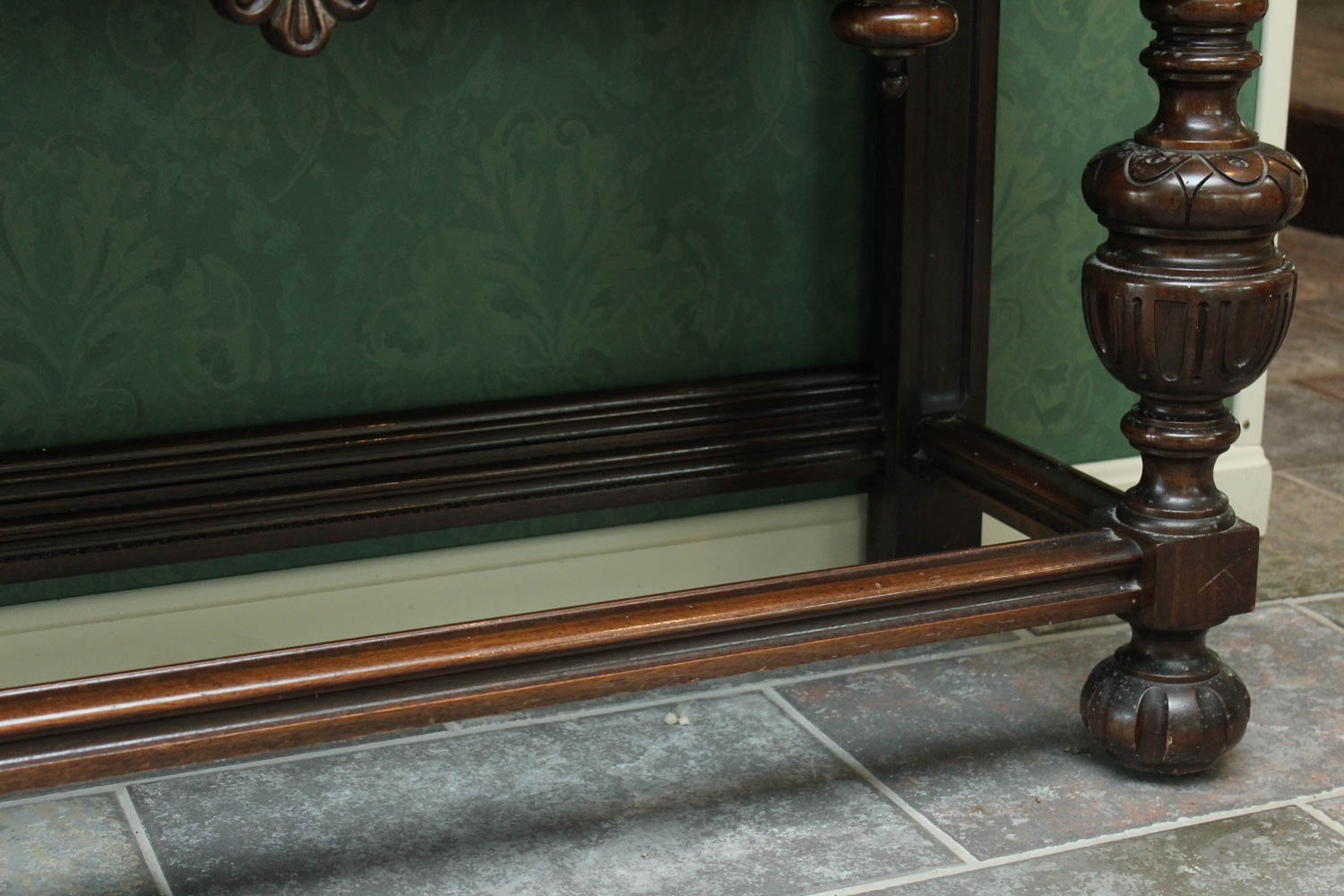 Vintage Renaissance Style Tall Walnut Bar Cabinet