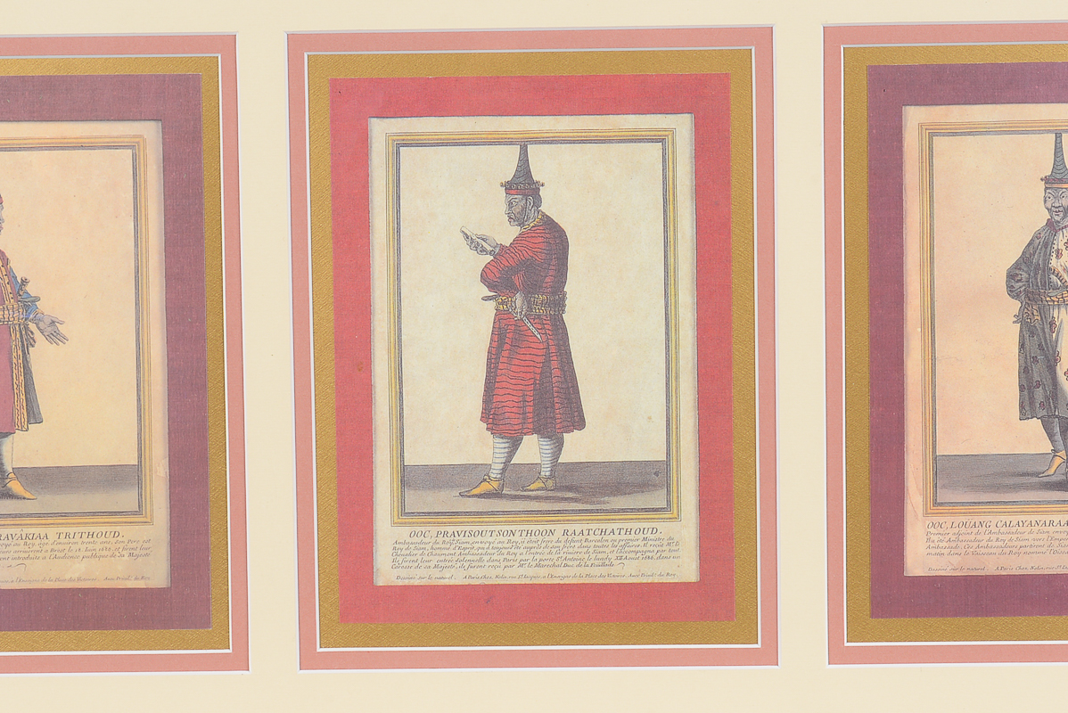 Offset Lithograph Titled "Mrs. les Ambassadeurs du Roy de Siam, envoyé au Roy Louis le Grand Empereur des Francois en 1686"