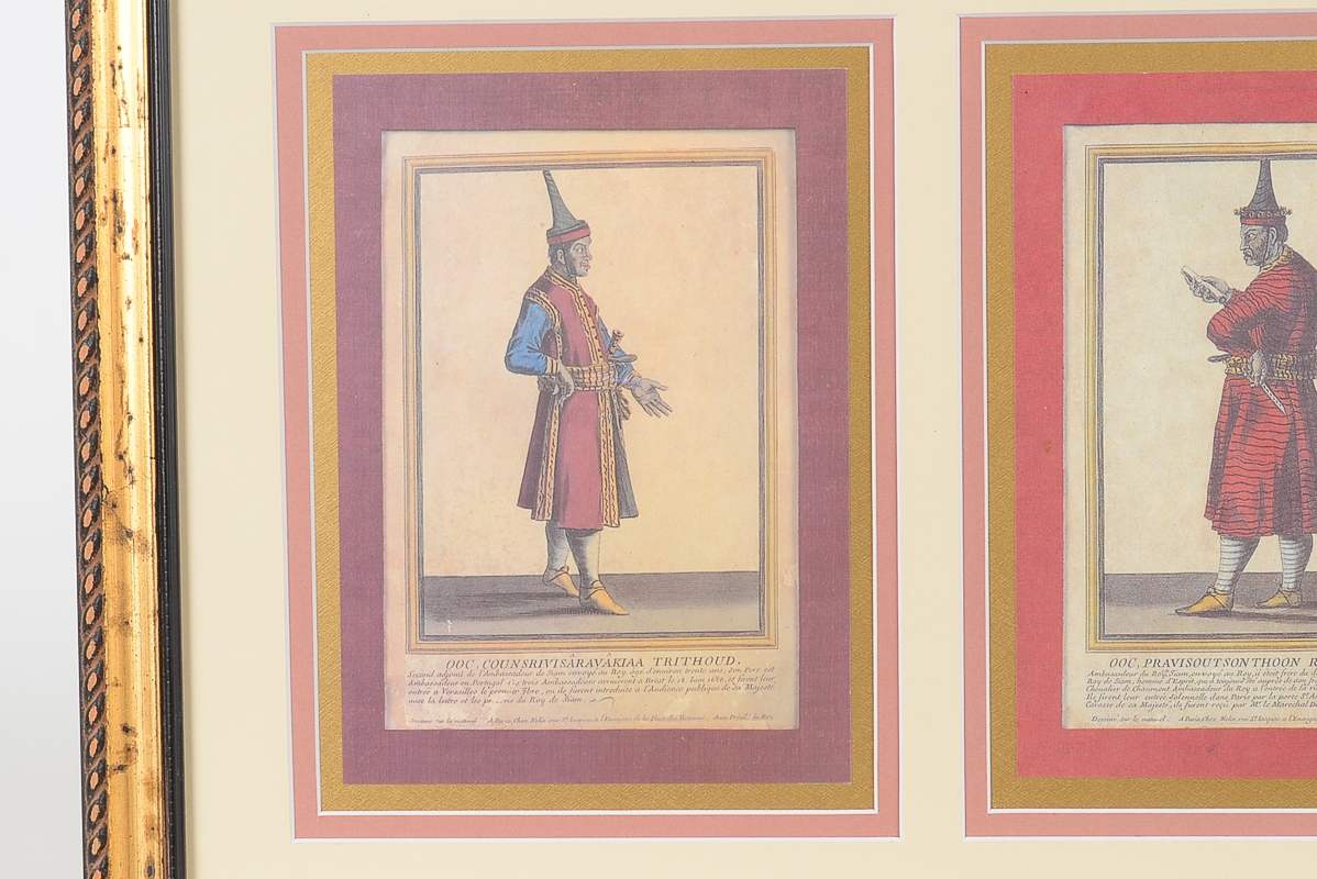 Offset Lithograph Titled "Mrs. les Ambassadeurs du Roy de Siam, envoyé au Roy Louis le Grand Empereur des Francois en 1686"