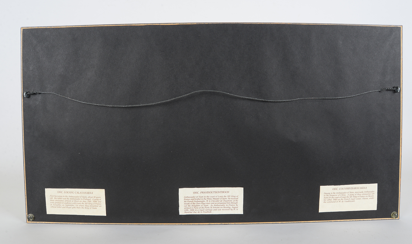 Offset Lithograph Titled "Mrs. les Ambassadeurs du Roy de Siam, envoyé au Roy Louis le Grand Empereur des Francois en 1686"