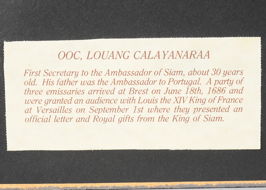 Offset Lithograph Titled "Mrs. les Ambassadeurs du Roy de Siam, envoyé au Roy Louis le Grand Empereur des Francois en 1686"