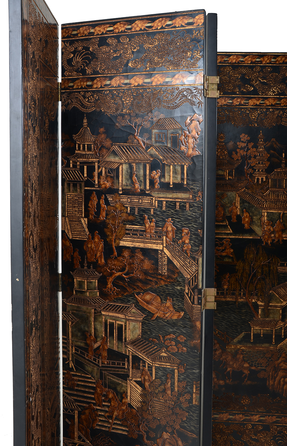 Maitland-Smith Ltd. Hand-Made Black Lacquer Decorative Screen