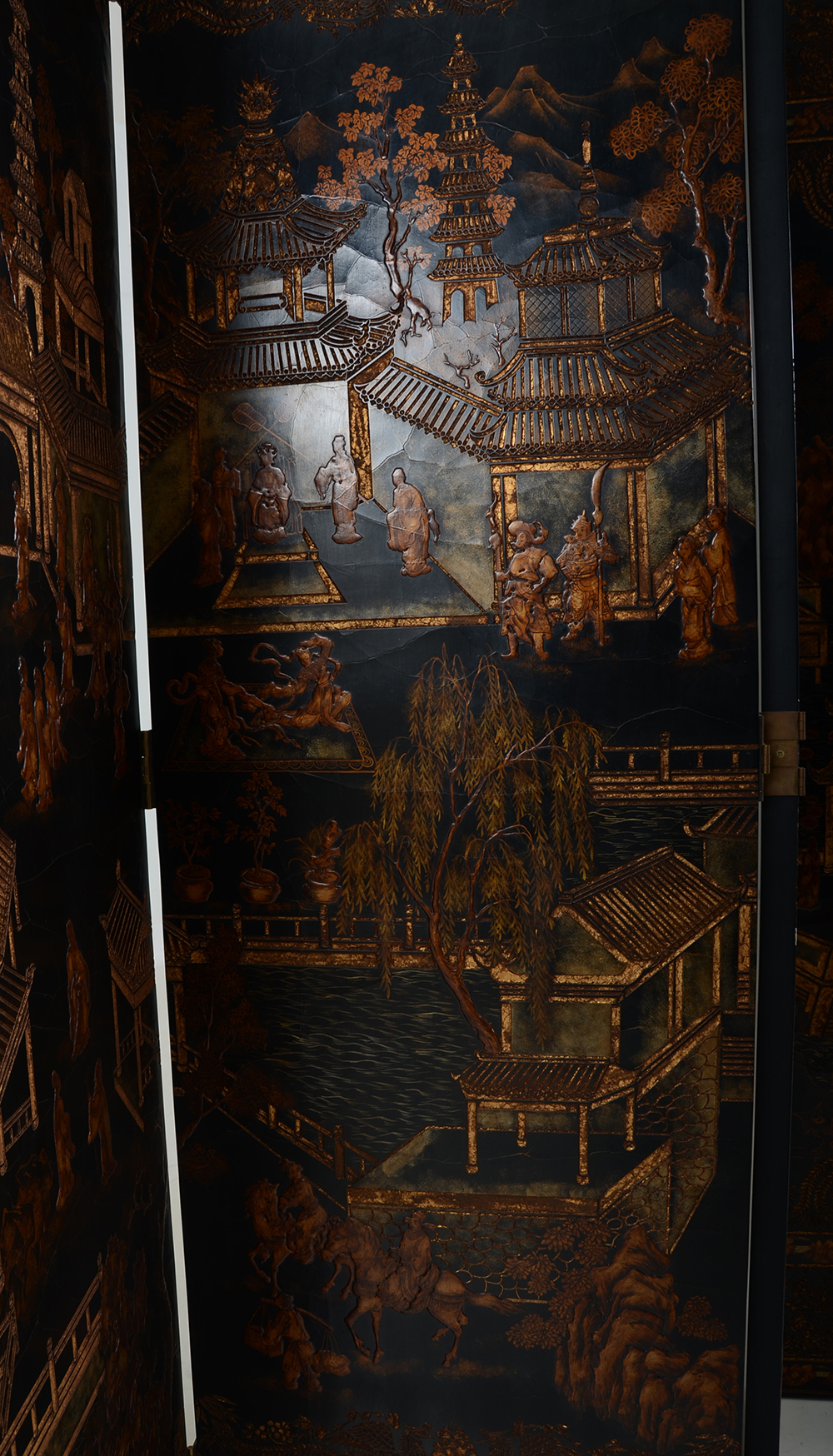 Maitland-Smith Ltd. Hand-Made Black Lacquer Decorative Screen