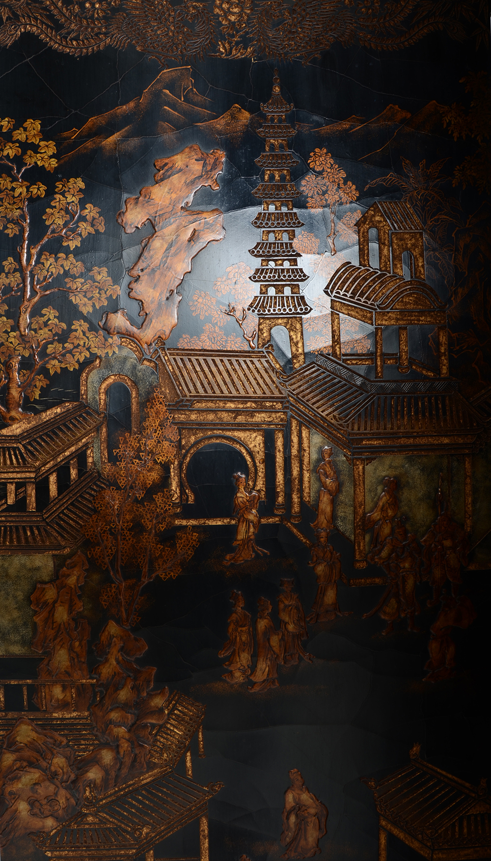 Maitland-Smith Ltd. Hand-Made Black Lacquer Decorative Screen