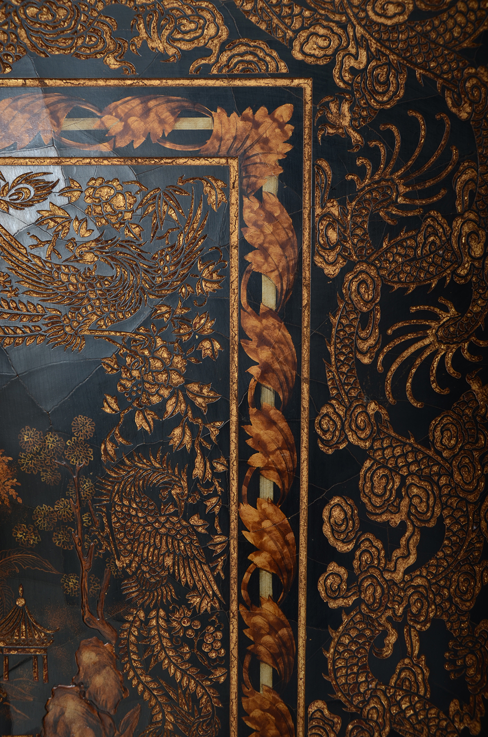 Maitland-Smith Ltd. Hand-Made Black Lacquer Decorative Screen