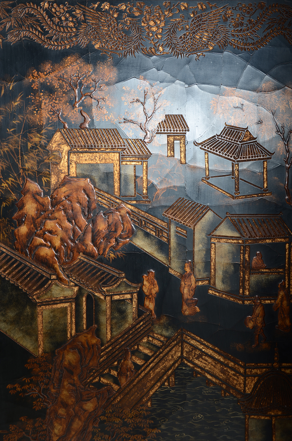 Maitland-Smith Ltd. Hand-Made Black Lacquer Decorative Screen