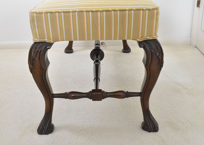 Late 20th Century Queen Anne Style Upholstered Bench
