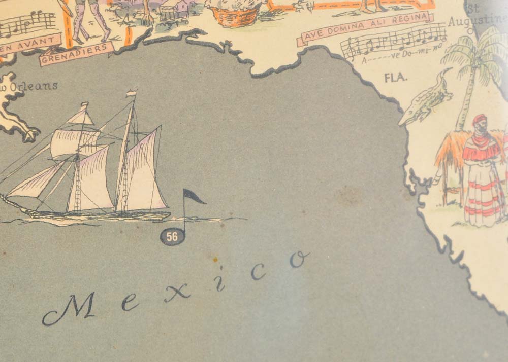 Dorothea Dix Lawrence "Folklore Music Map of the United States" Offset Lithograph