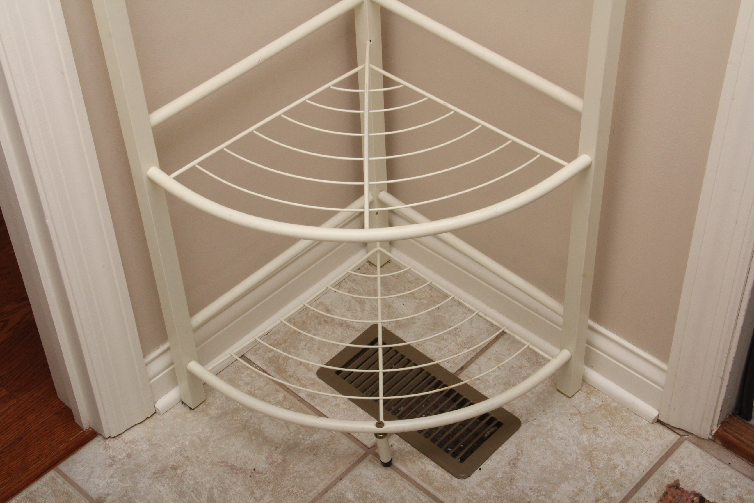 Pair of Metal Frame Corner Shelves