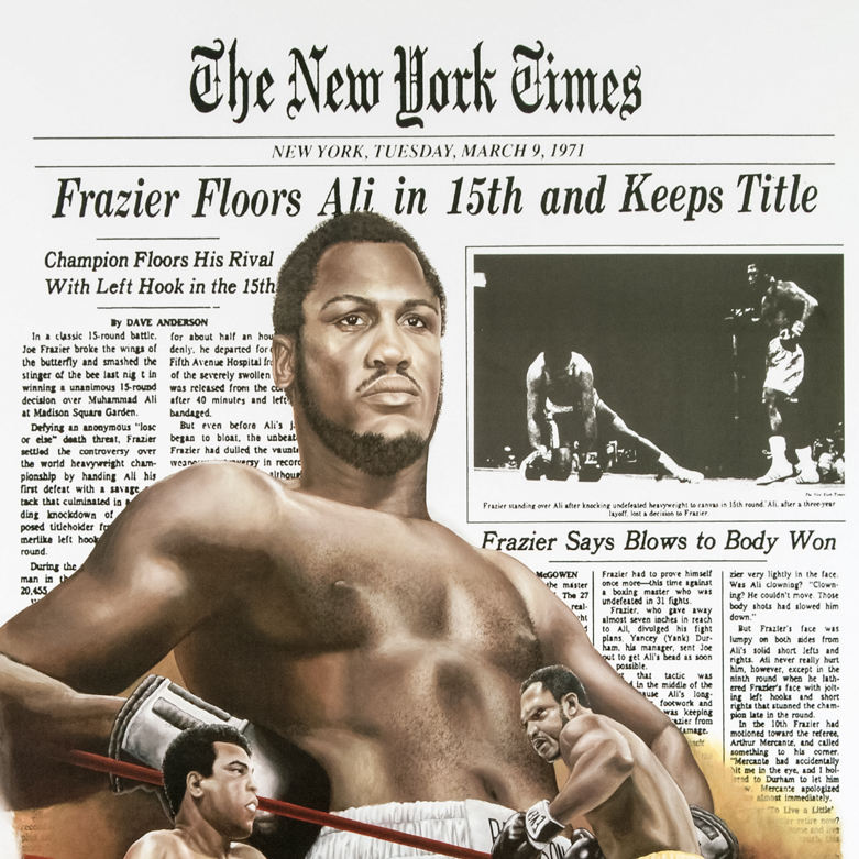 Muhammad Ali "Frazier Floors Ali" Lithograph Poster on Paper