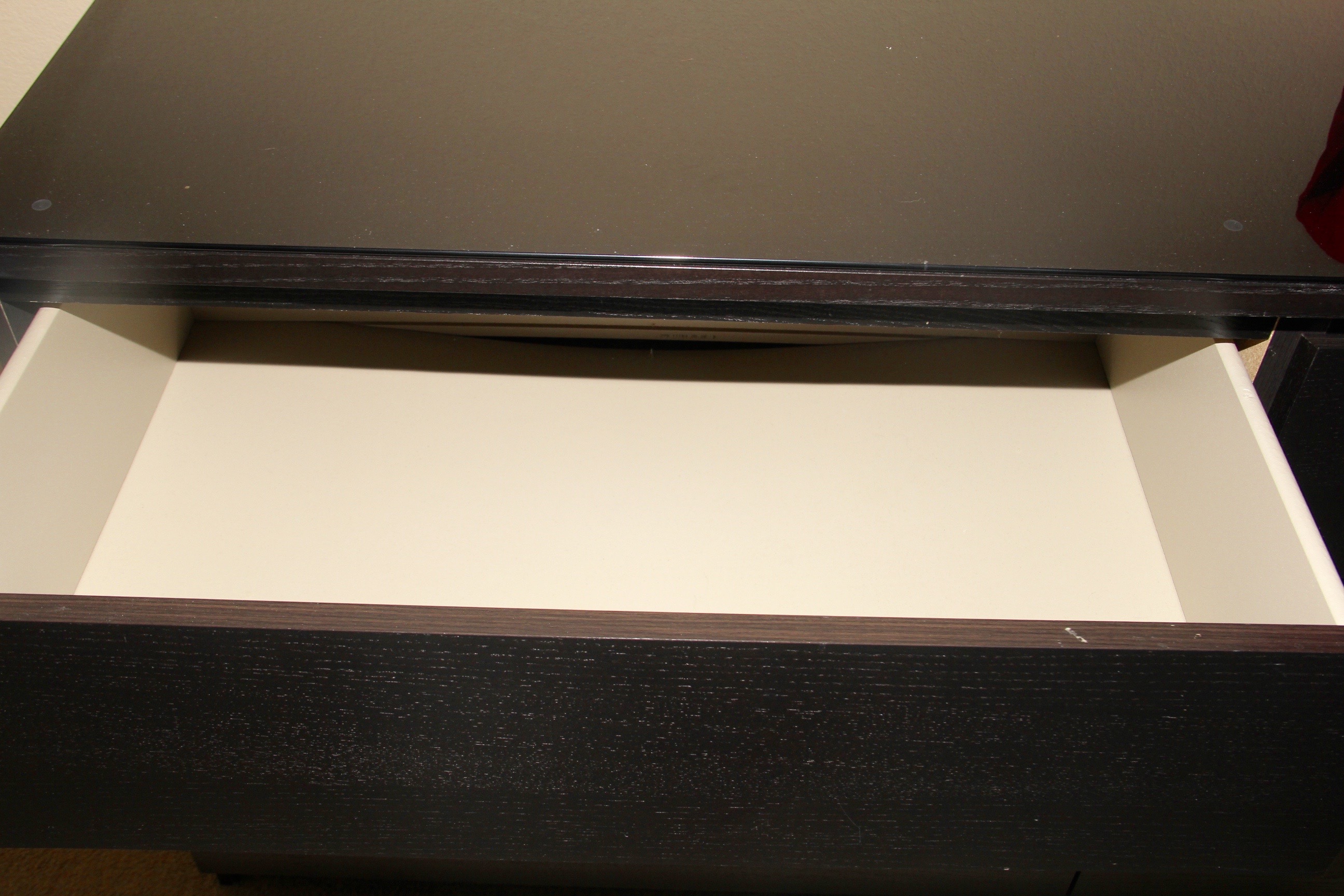 Walnut Finished Glass Top Dresser