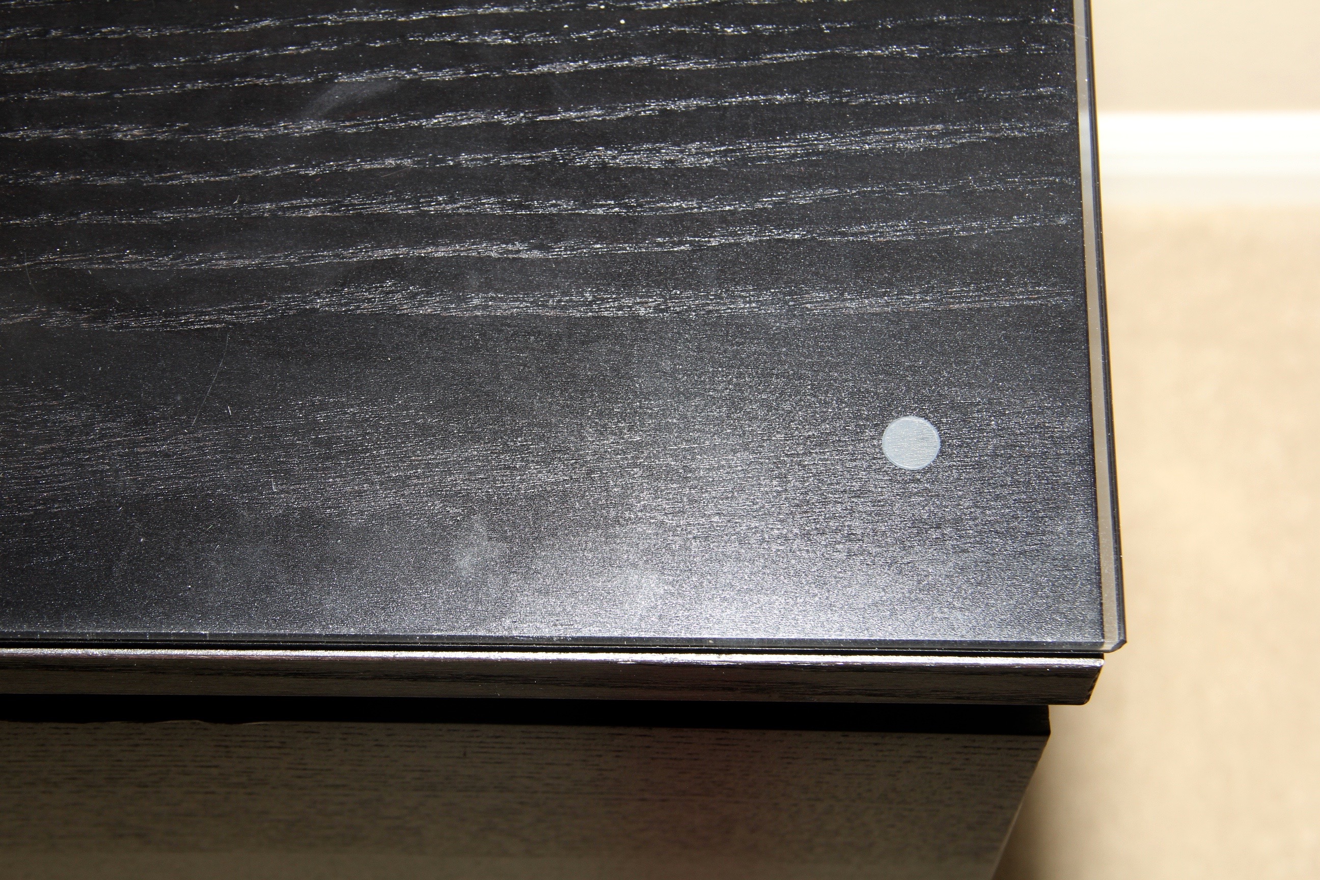 Walnut Finished Glass Top Dresser