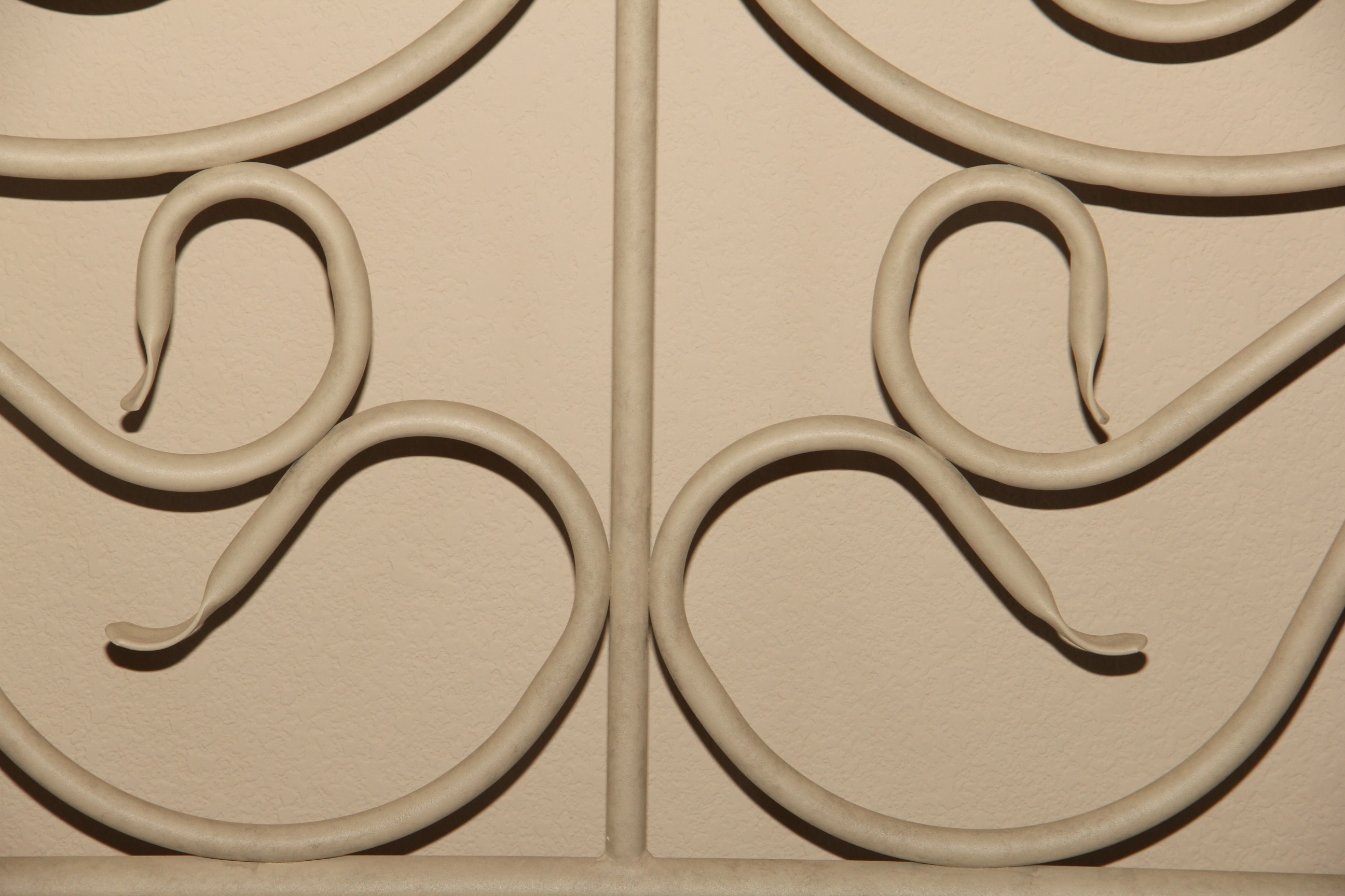 Bed Frame with White Cast Metal Headboard and Footboard