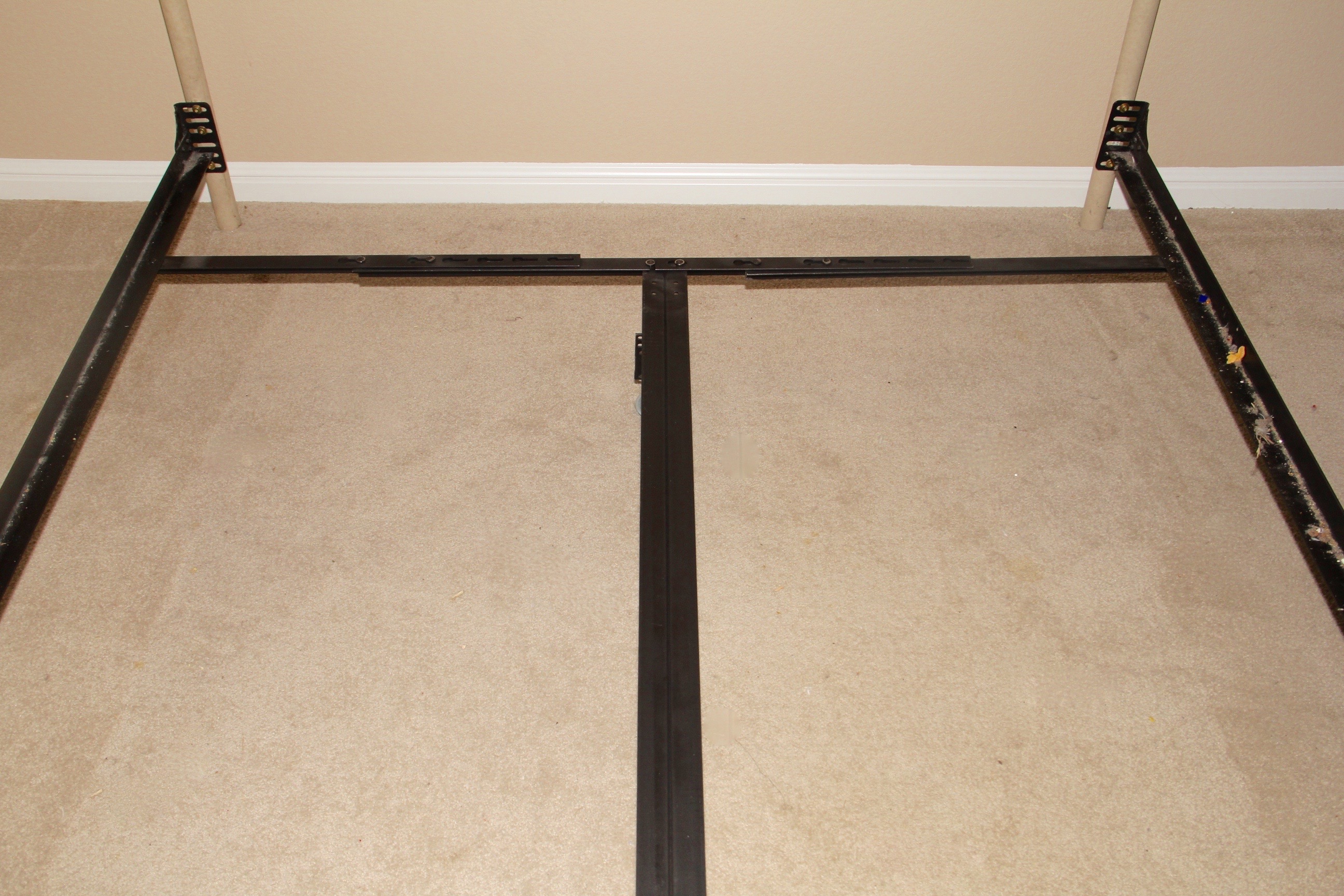 Bed Frame with White Cast Metal Headboard and Footboard