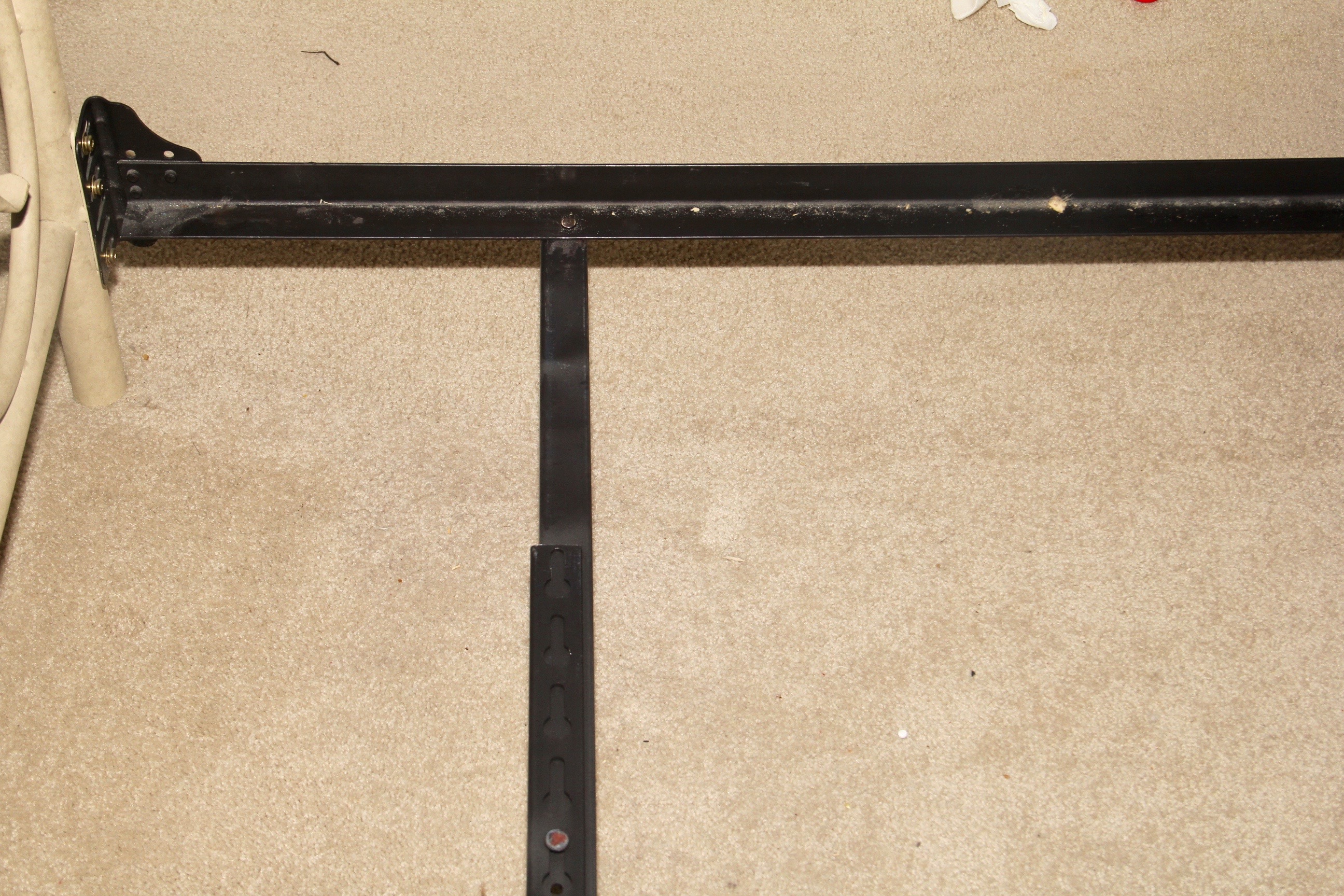 Bed Frame with White Cast Metal Headboard and Footboard