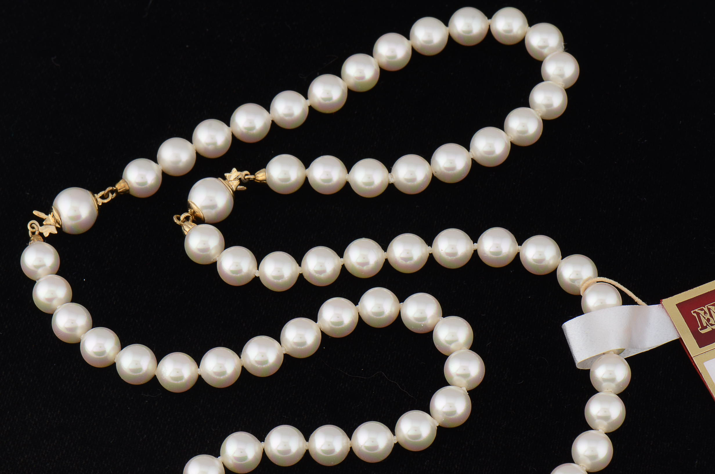 Majorica Simulated Pearl Necklace with Goldtone Double Clasp and Detachable Bracelet