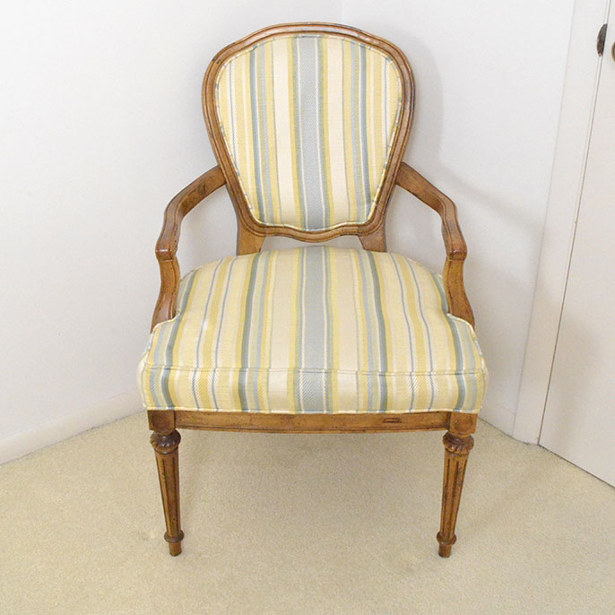 Late 20th Century Louis XVI Style Armchair in Striped Upholstery