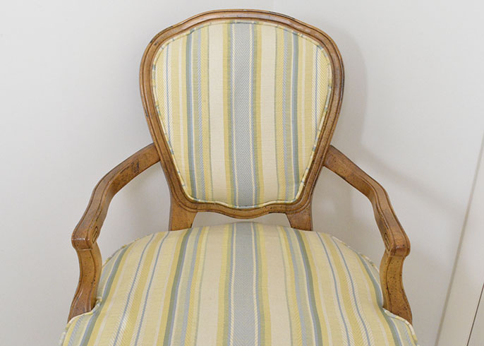 Late 20th Century Louis XVI Style Armchair in Striped Upholstery