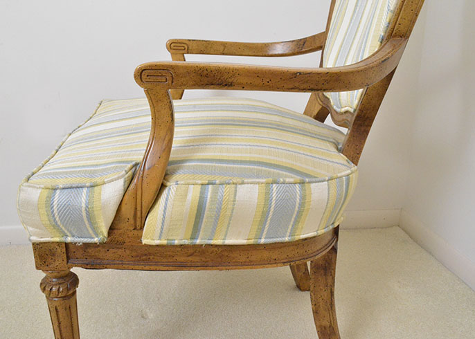 Late 20th Century Louis XVI Style Armchair in Striped Upholstery