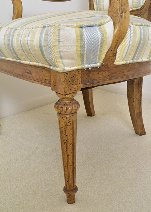 Late 20th Century Louis XVI Style Armchair in Striped Upholstery
