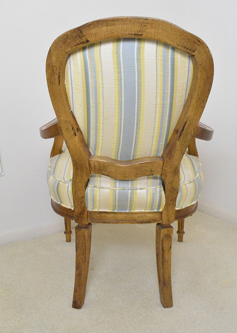 Late 20th Century Louis XVI Style Armchair in Striped Upholstery