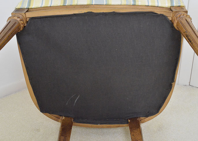 Late 20th Century Louis XVI Style Armchair in Striped Upholstery