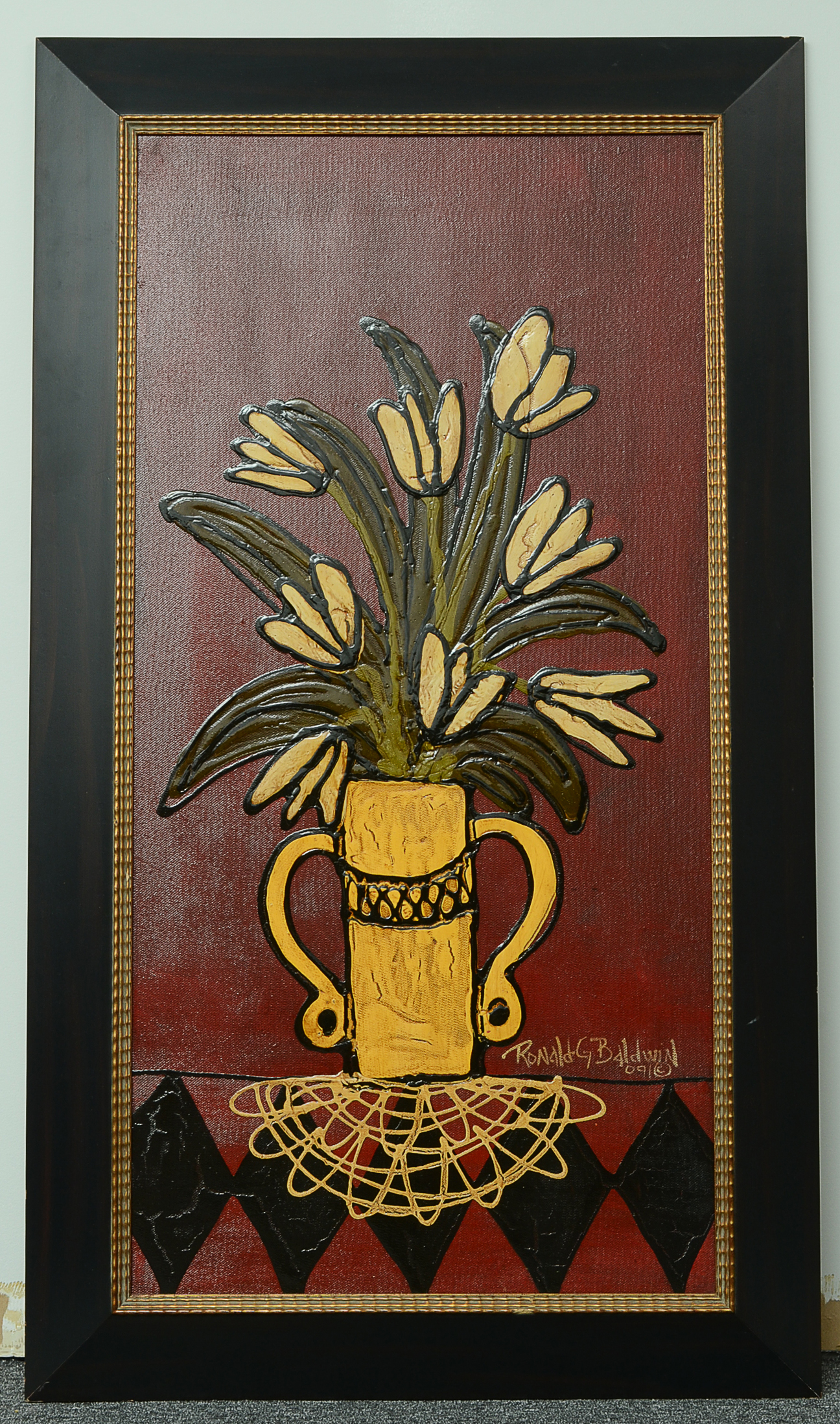 Framed Acrylic Textured Painting on Board by Ronald G Baldwin