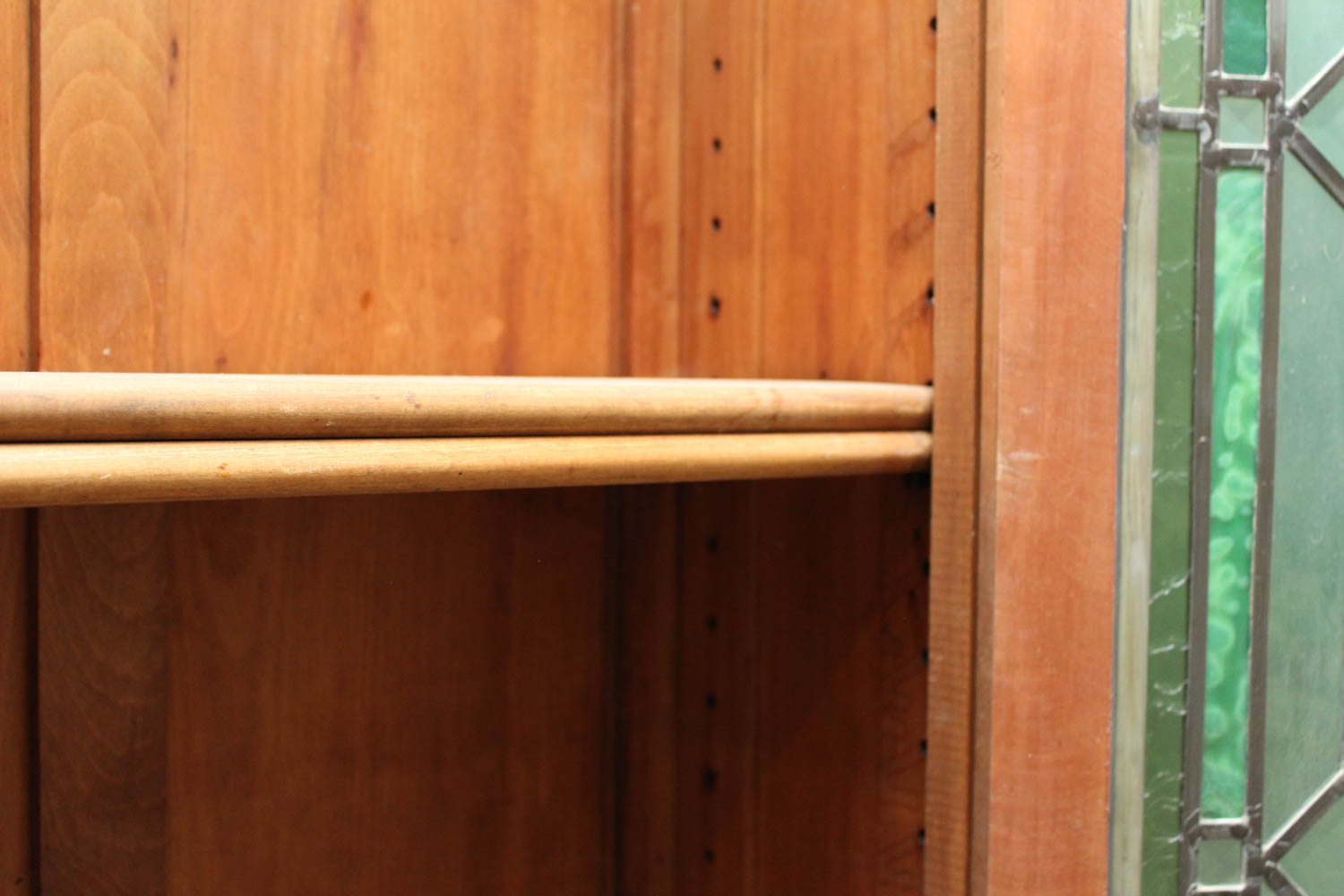 Victorian Style Stained Glass Pine Storage Cabinet