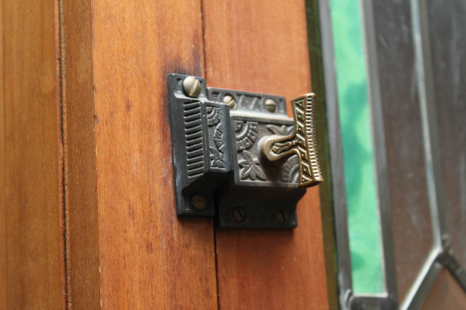 Victorian Style Stained Glass Pine Storage Cabinet