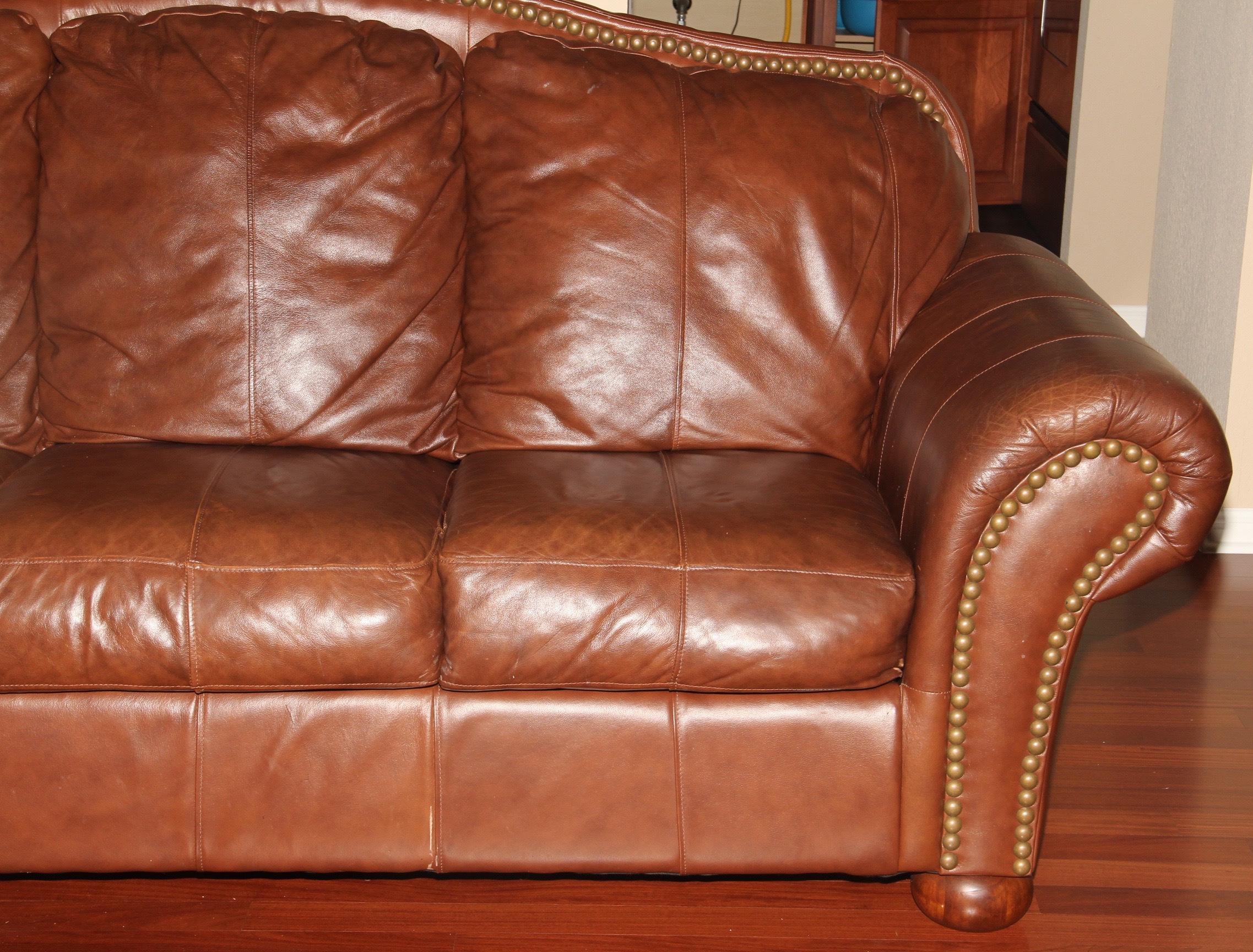 Leather Riveted Sofa