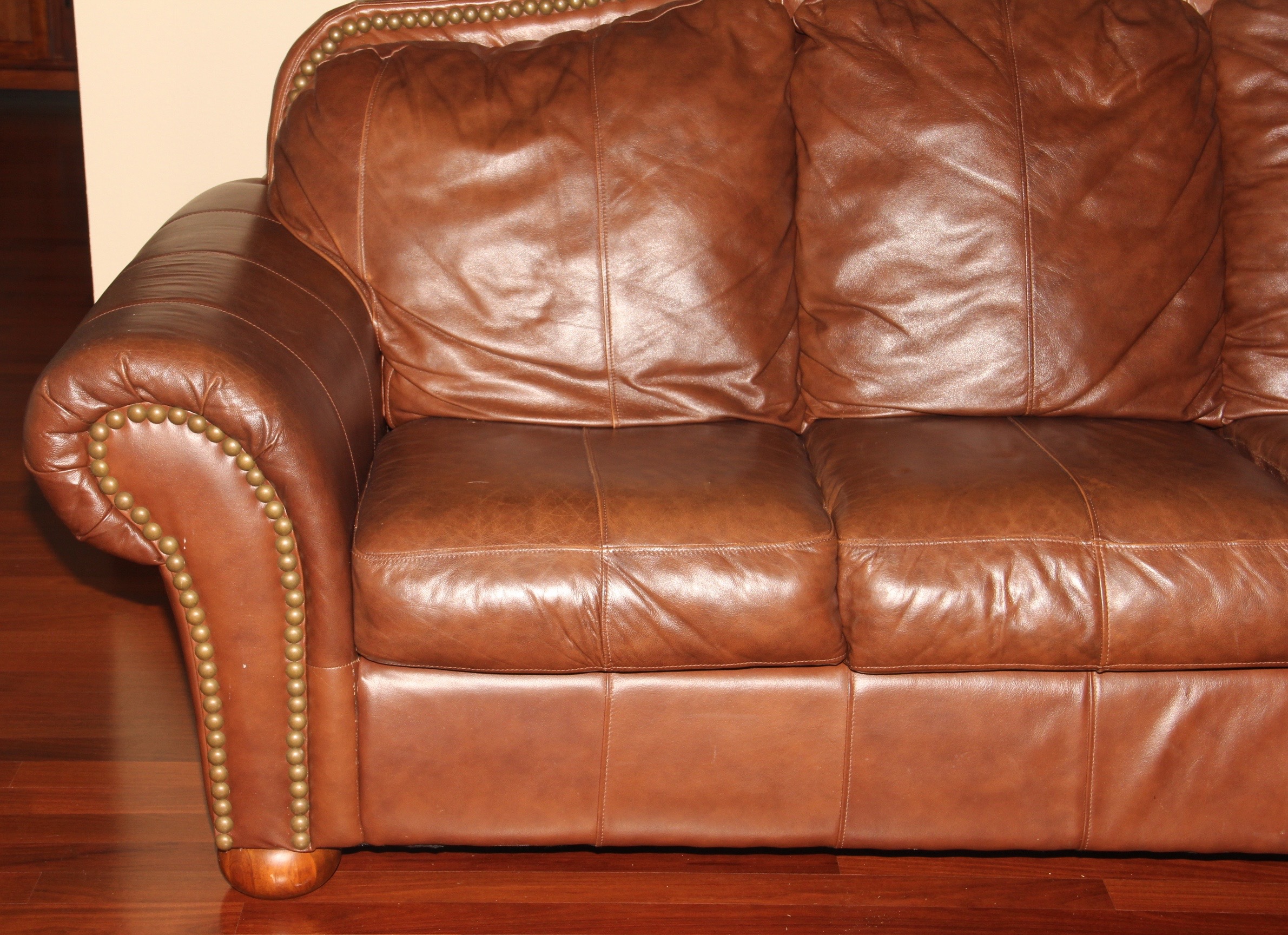Leather Riveted Sofa