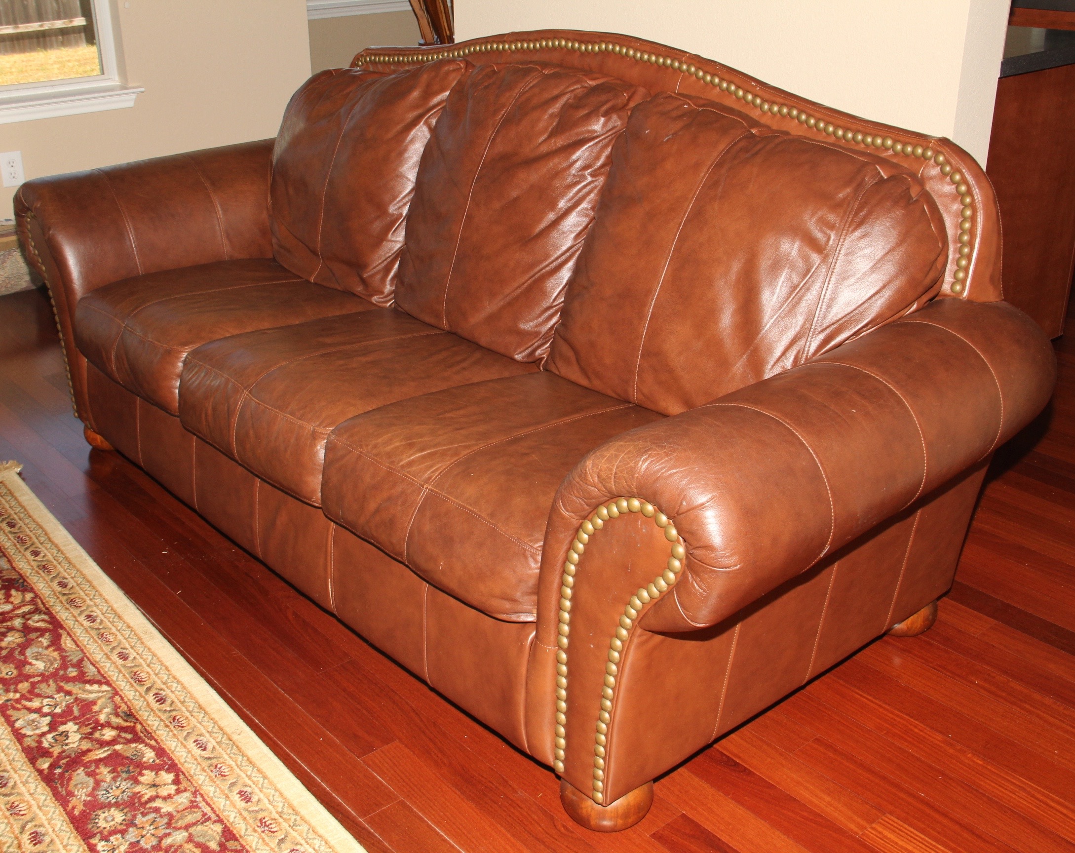 Leather Riveted Sofa
