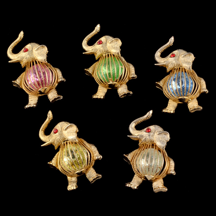 Five Vintage Joseph Warner GOP Elephant Costume Pins