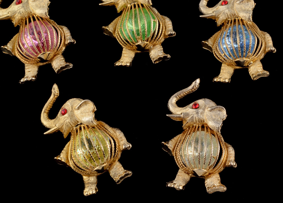 Five Vintage Joseph Warner GOP Elephant Costume Pins