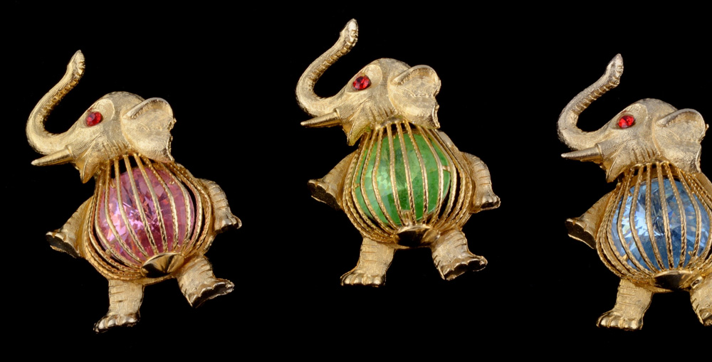 Five Vintage Joseph Warner GOP Elephant Costume Pins