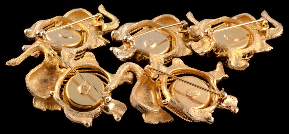 Five Vintage Joseph Warner GOP Elephant Costume Pins