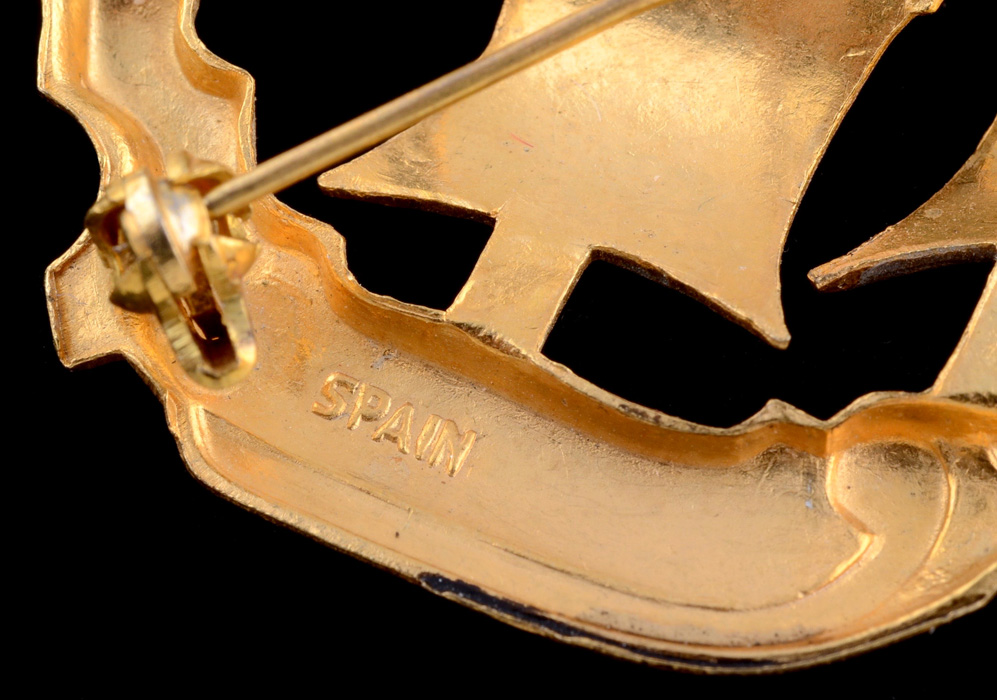 Five Brooches Including Damascene