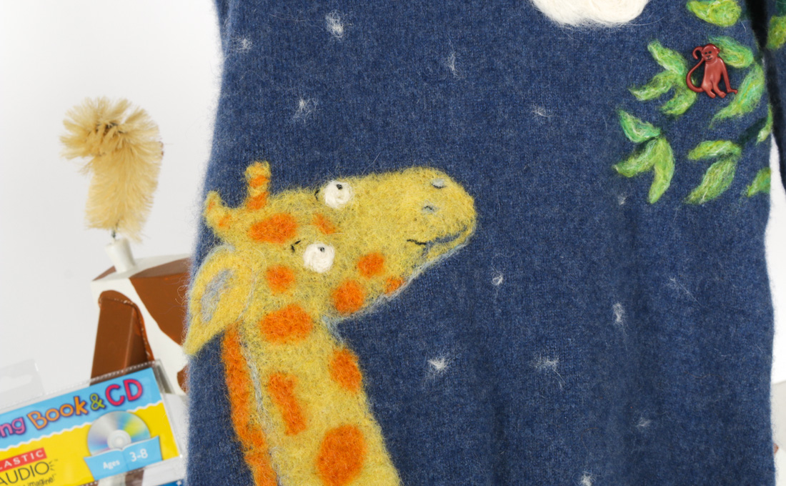 Giraffe Coat Rack, Book and Sweater