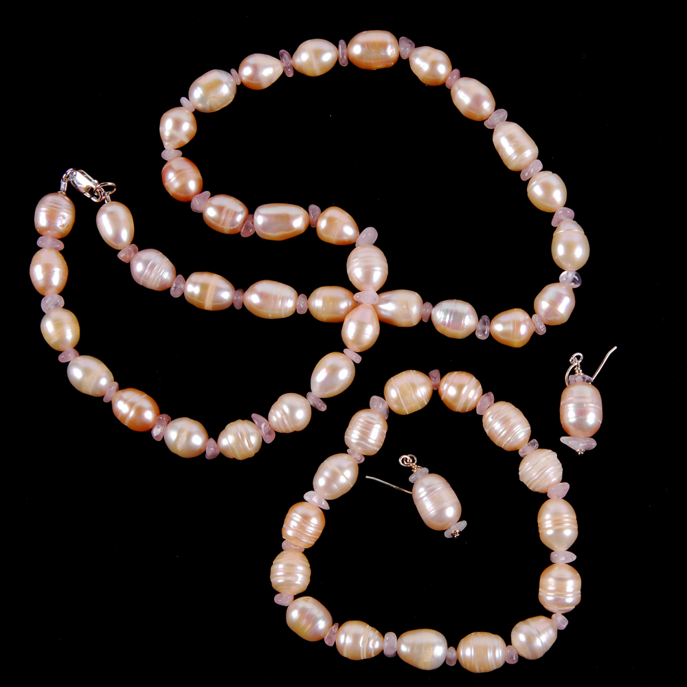 Freshwater Pearl and Stone Jewelry Set