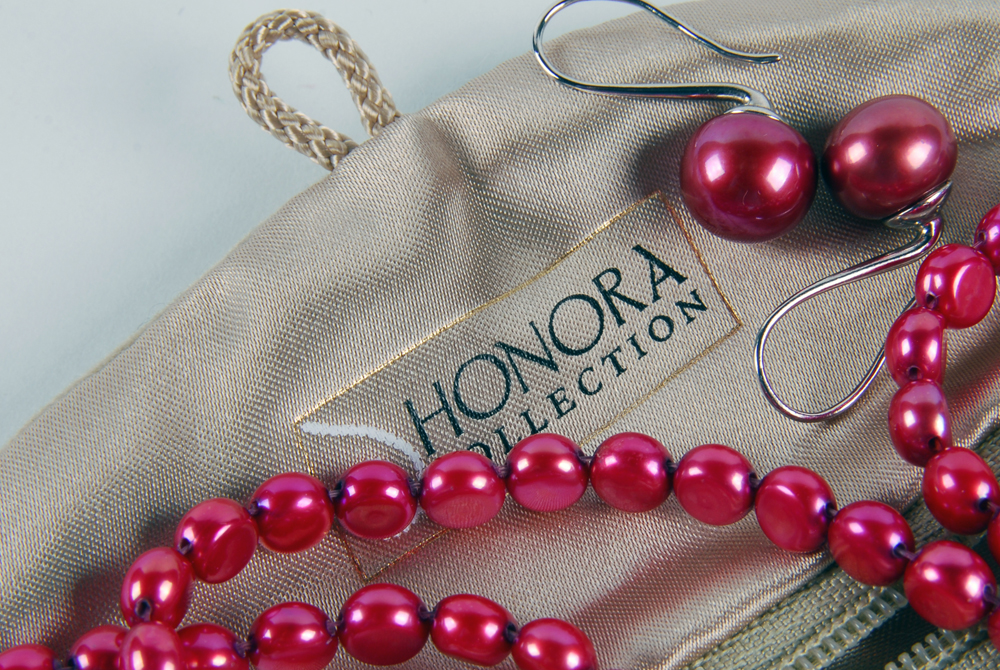 Honora Fuchsia Pearl Bracelet and Sterling Silver Earrings